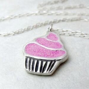 Pink Cupcake Pendant Necklace